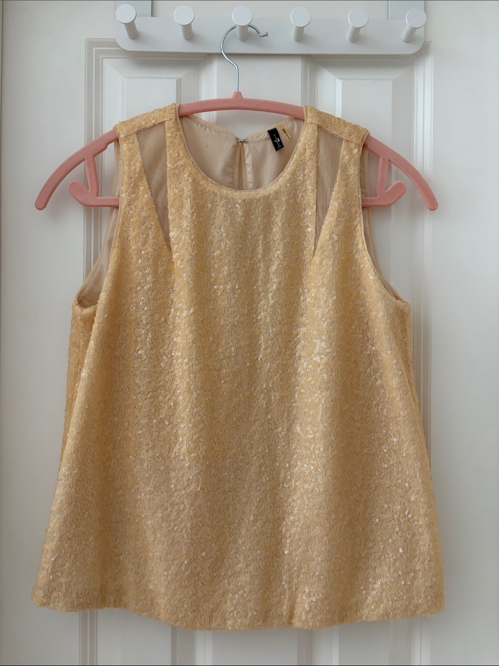 7 For Mankind Pale Yellow Sequin Sleeveless Tank Top